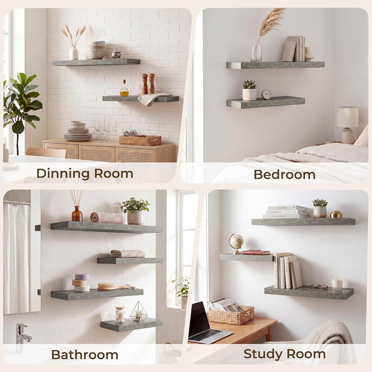 RICHFOCUS 72Inch Floating Shelves for Wall 2 Pack Shelves for Bedroom|Kitchen|Bathroom Wall Mounted Rustic Wood Floating Shelf with Invisible Brackets for Books|Storage|Decor, Rustic Brown