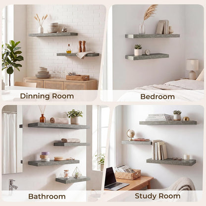 RICHFOCUS 72Inch Floating Shelves for Wall 2 Pack Shelves for Bedroom|Kitchen|Bathroom Wall Mounted Rustic Wood Floating Shelf with Invisible Brackets for Books|Storage|Decor, Rustic Brown