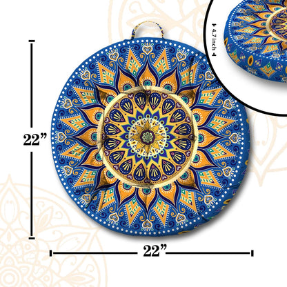 Mandala Meditation Cushion, Boho Meditation Mat, Meditation Pillows for Sitting on Floor, Cushions for Sitting in Home and Outdoor, Square Floor Pillow Cushion Seating for Yoga Accessories 22'' X 22''