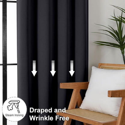 Simplebrand Ava Sage Green Blackout Curtains for Bedroom 63 Inch Length 2 Panels Set, Solid Thermal Insulated Energy Saving Rod Pocket Window Treatment Curtains Blackout Drapes, W40 x L63 Inch, Sage - Colors C