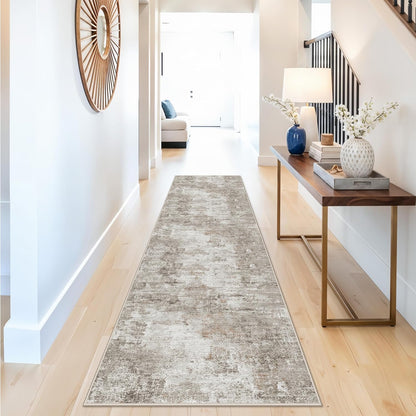 2x3 Washable Non-Slip Area Rug - Soft Low Pile Throw Rug for Kitchen Entryway Bedroom - Modern Indoor Door Mat with Rubber Backing (Beige Grey) - Colors B