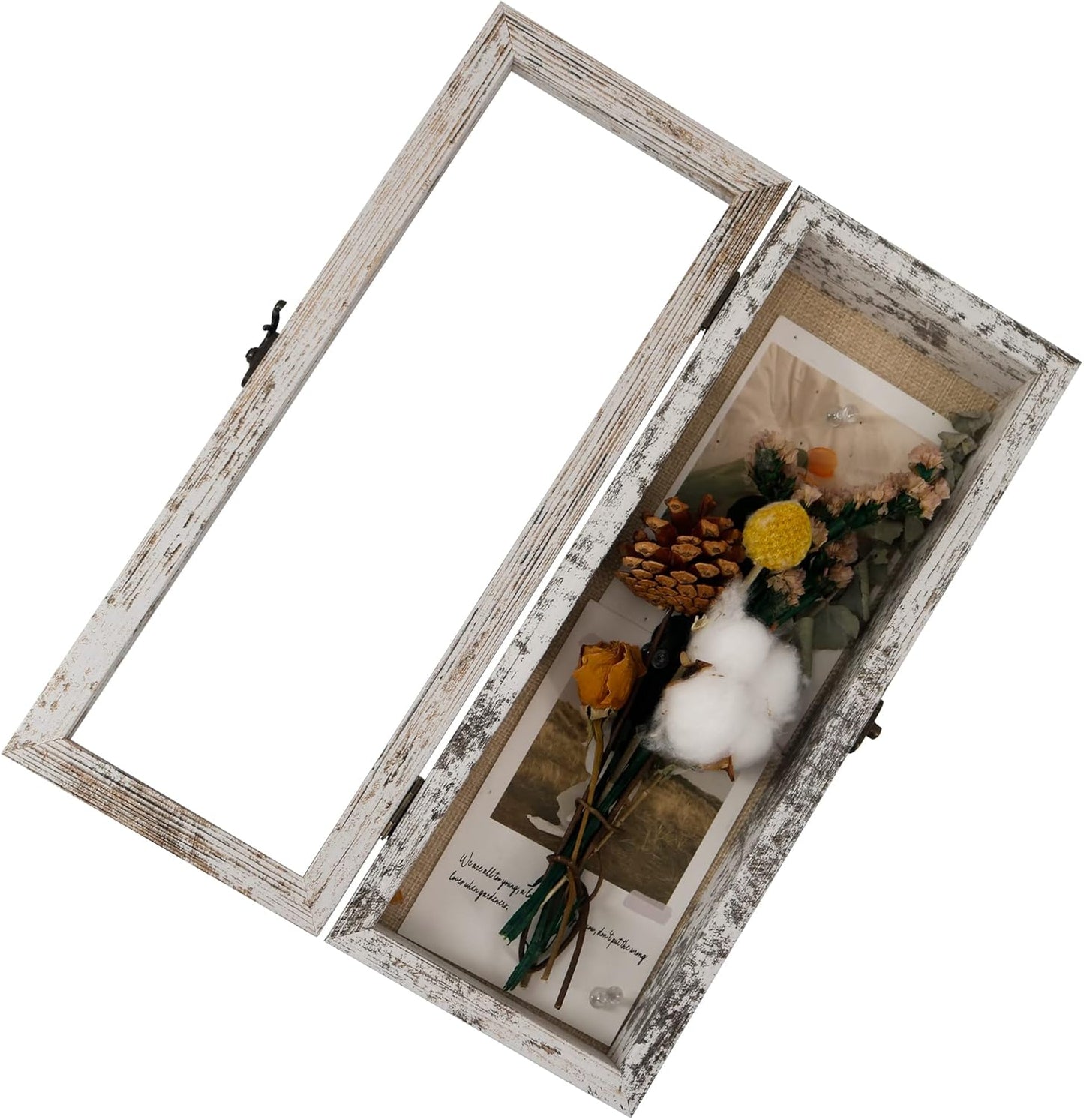 GraduatePro Shadow Box Frame 11x14 Display Case with Linen Back, Real Glass Window Door with Hinge, Picture Frame Wedding Bouquet Memorabilia Medals Photos Memory Box for Keepsakes, Carbonized Black