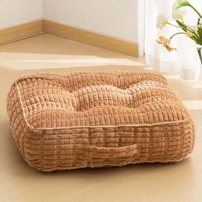 HIGOGOGO Floor Pillow Cushion for Adults, Meditation Cushion Pillow, Blended Corduroy Cover, Large Square Floor Sitting for Tatami Living Room or Yoga, 22x22 Inch, Beige