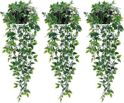 Whonline Fake Hanging Plants, Artificial Small Potted Plants for Indoor Outdoor Aesthetic Office Living Room Shelf Decor (1 Pack)