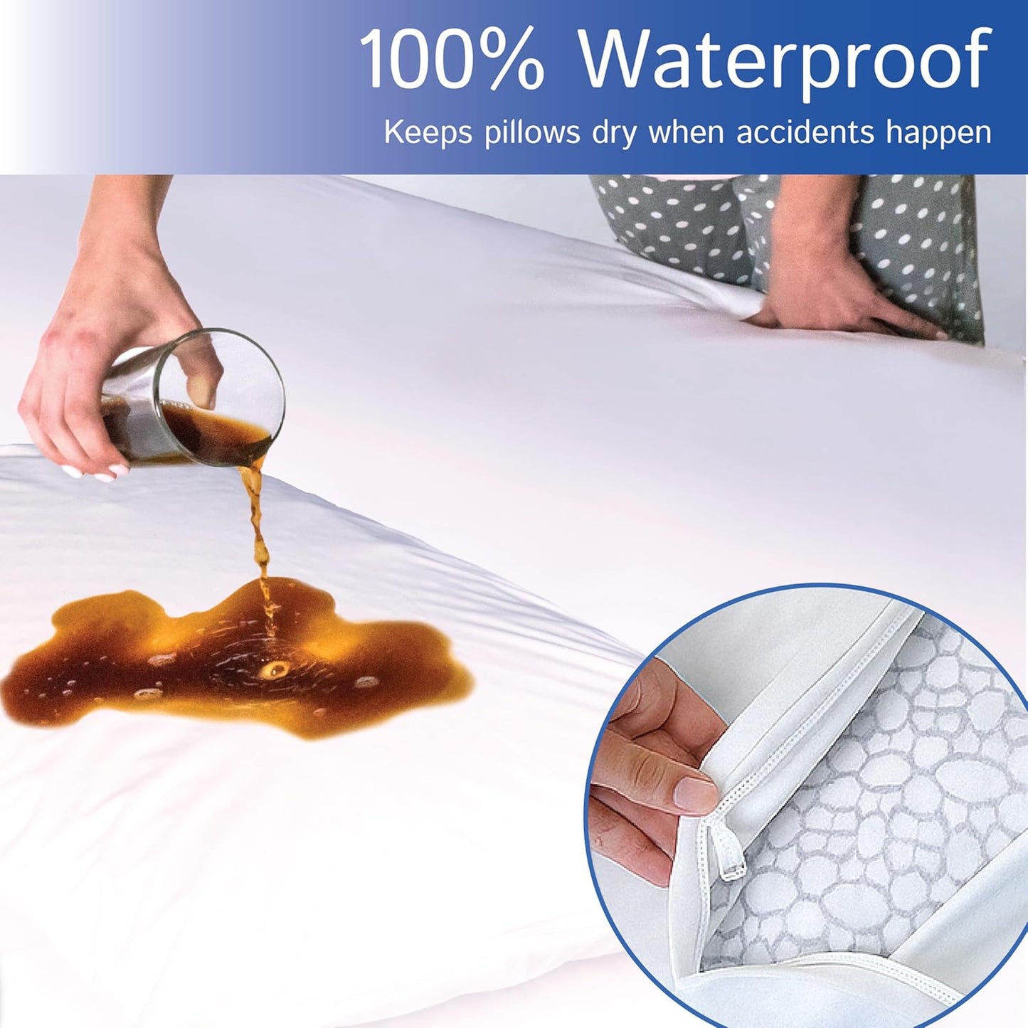 Euro Size Pillow Protectors (Set of 2) - European Square 26x26 Pillow Covers Waterproof Hypoallergenic Dust Proof Zippered Encasement