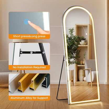 Mirror Full Length, Upgraded 16"x59" Body Wall Mirrors with Shatter-Proof Glass, Floor Standing, Hanging or Leaning, Tall Mirror with Stand Aluminum Alloy Frame for Bedroom Cloakroom
