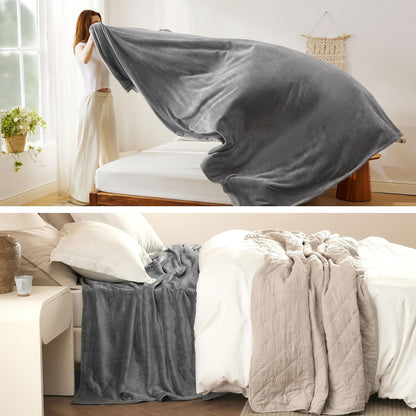 Bedsure GentleSoft Fleece Throw Blanket for Couch Grey - Lightweight Plush Fuzzy Cozy Soft Blankets and Throws for Sofa, Couch, Travel, Camping, 50x60 inches - Colors A