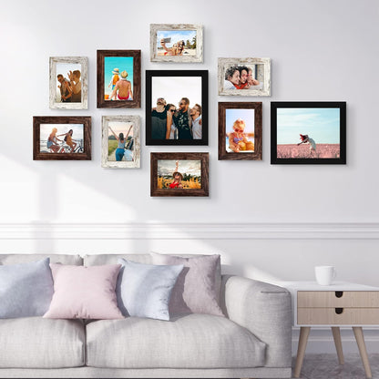 LUCKYLIFE Picture Frames Collage Wall Decor 10-Pack, Gallery Wall Frame Set with 8x10 5x7 4x6 Frames in 3 Different Finishes