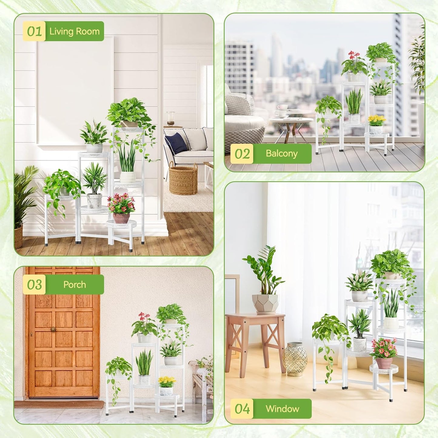 iDavosic.ly Plant Stand Indoor Outdoor, 5 Tier Corner Metal Flower Display Holder Shelf, Folding Tall Orchid Rack for Patio Balcony Porch Garden Living Room House, Black