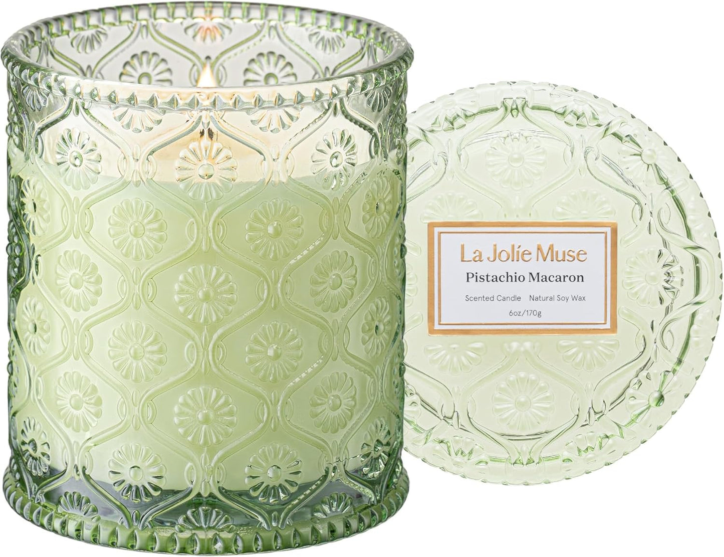 LA JOLIE MUSE Santal Rose Scented Candle – Saffron, Rose & Leather | 6 oz Natural Soy Wax | 40 Hours Clean Burn | Self Care Gifts for Women | Elegant Home Decor