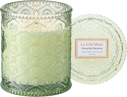 LA JOLIE MUSE Santal Rose Scented Candle – Saffron, Rose & Leather | 6 oz Natural Soy Wax | 40 Hours Clean Burn | Self Care Gifts for Women | Elegant Home Decor