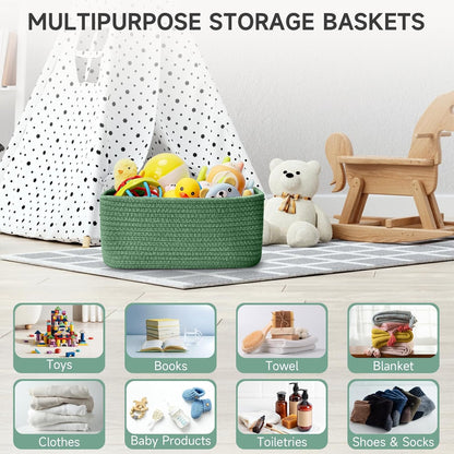 3-Pack Small Storage Baskets for Organizing | Woven Shelf Toy Basket | Rope Baskets for Gifts Empty | Closet Organizer Bins with Handles | Cube Decorative Box | 11.8×7.8×5.1” | Mixed brown