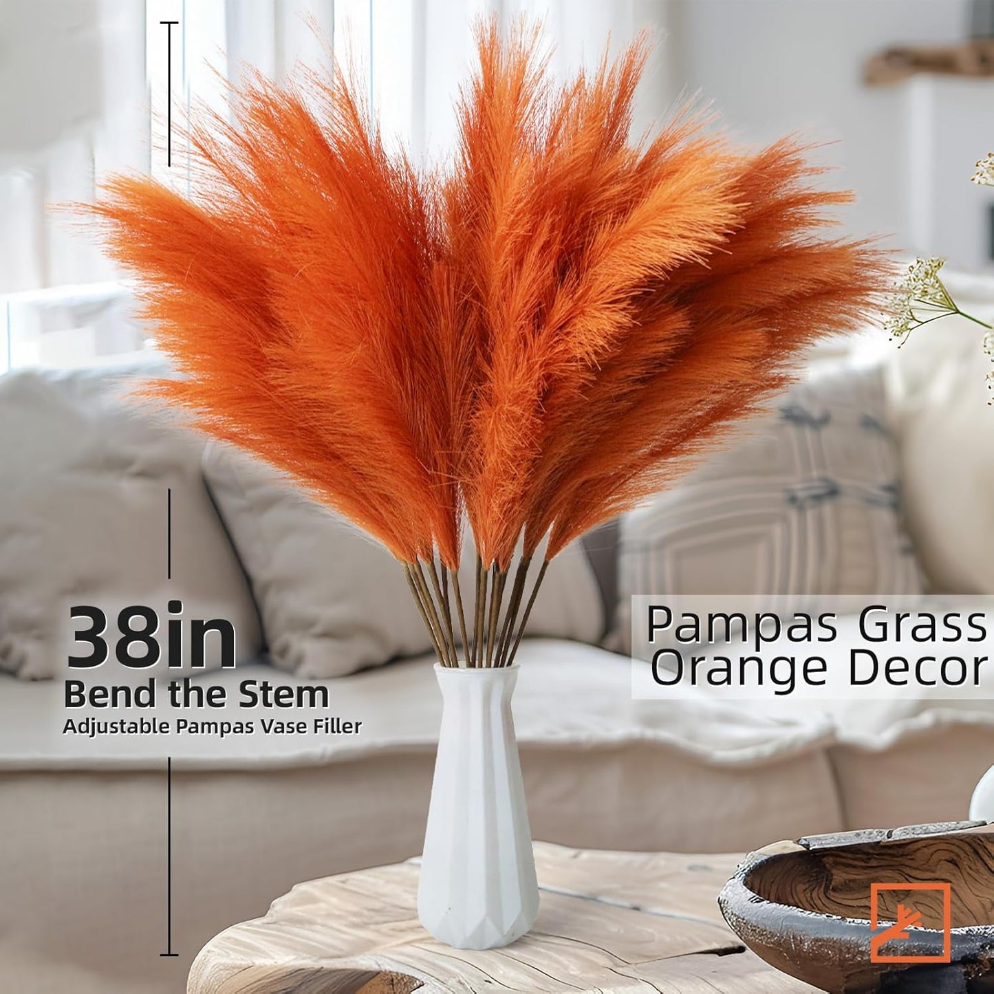 ZIFTY 7-Pcs 38"/3.1FT Faux Pampas Grass Large Tall Fluffy Artificial Fake Flower Bedroom Decor Boho Decor Bulrush Reed Grass for Vase Filler Farmhouse Home Wedding Decor (Beige Mixed)