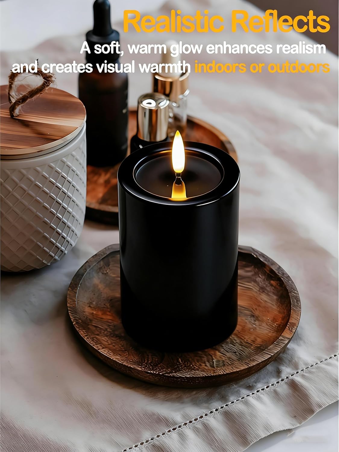 Gmnee 3"x4" Outdoor Waterproof Flameless Candles with Remote and Timers, LED Candles, Battery Operated Candles, Electric Fake Pillar Candles for Patio, Porch, and Lanterns Decor (Ivory, Plastic)