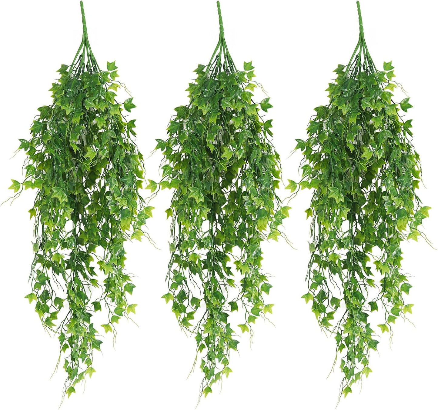 RECUTMS Artificial Hanging Plants Fake Hanging Plant Faux Eucalyptus Leaf Greenery Vine Outdoor UV Resistant Plastic Plants Home Garden Wedding Party Indoor Outdoor Decorations(White)