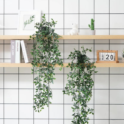 BLEUM CADE Fake Hanging Plants, 2pcs Artificial Pothos Vines Greenery for Wall Home Living Room Office Indoor Outdoor Decor (No Baskets)
