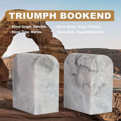 Koville African Natural Marble Bookends for Shelves, Non-Slip Book Ends, 13LBS Ultra Heavy Duty Marble Book Holder Organizer, Apartment Decor for Movies/CD/Video Games(Namib Fantasy)