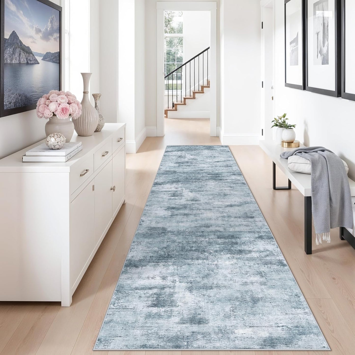 2x3 Washable Non-Slip Area Rug - Soft Low Pile Throw Rug for Kitchen Entryway Bedroom - Modern Indoor Door Mat with Rubber Backing (Beige Grey) - Colors A