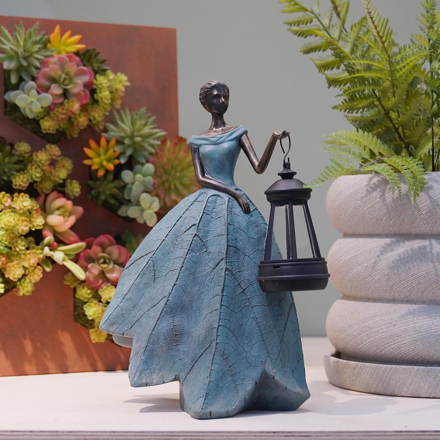 Guichifun Fairy Statue Collection Home Decoration - Leaf Angel Girls Resin Modern Table Decor for Living Room Office Sculpture Decor for Women Indoor Rustic Figurines Gift 5 x 3 x 7.5 Inch
