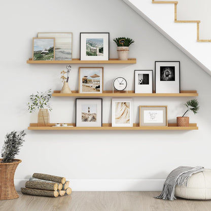 FLYJOE Floating Picture Ledge Shelves for Wall Set of 4, 48 Inch Wall Shelves with Lip Long Large Nursery Book Shelf for Toys Storage Kids Bookshelf Wall Mounted Living Room Bedroom Decor Frames
