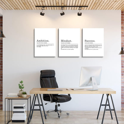 Inspirational Canvas Painting Wall Art -EPHANY ART,Mindset Quotes Prints, Success Framed Entrepreneur Poster Positive Quotes Wall Poster for Home Office Workplace (M-3pcs,12x16inchx3pcs)