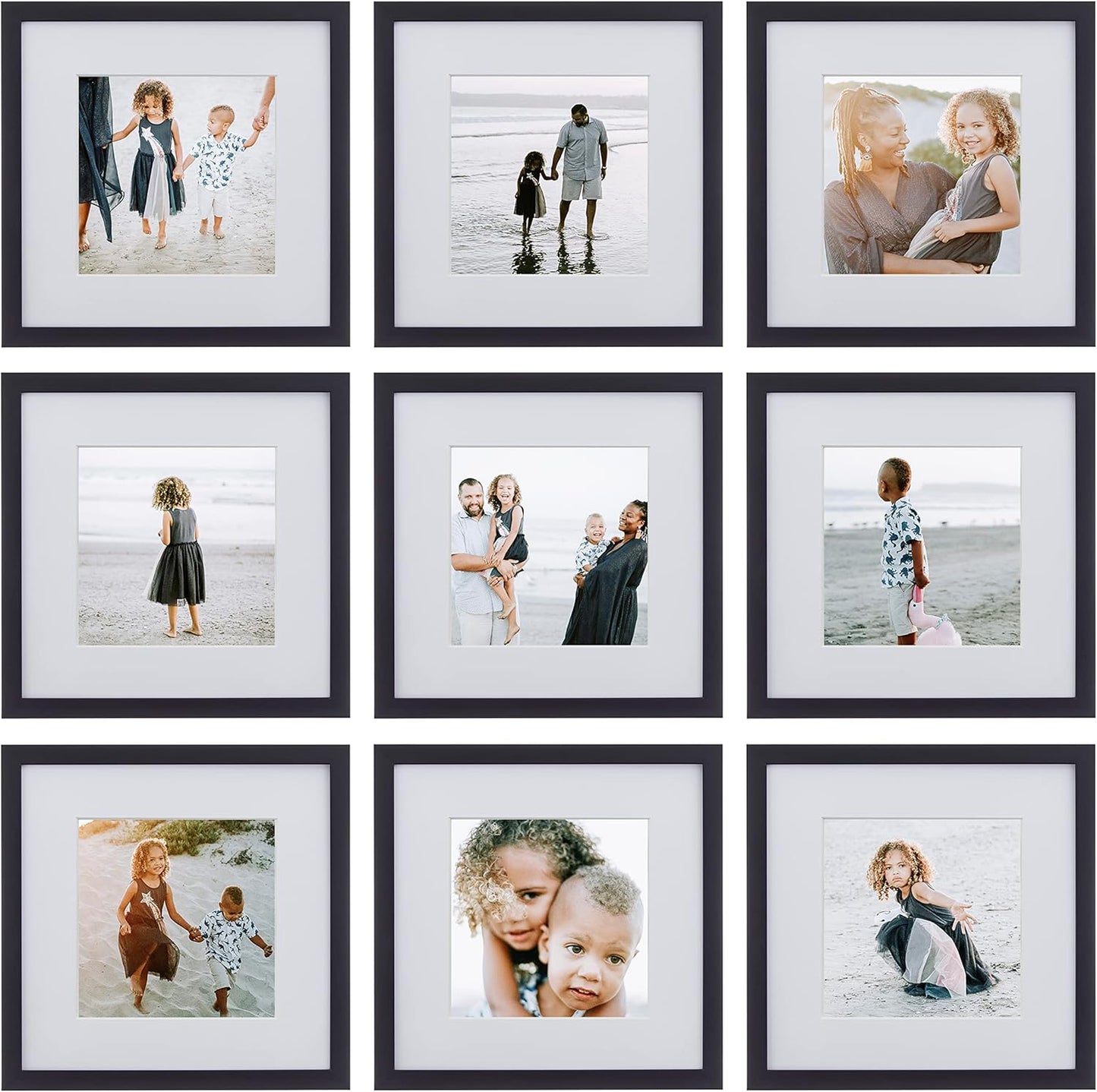 Sheffield Home 9 Piece Gallery Wall Frame Set, 11x14 in. matted to 8x10 in. (Matte Black)