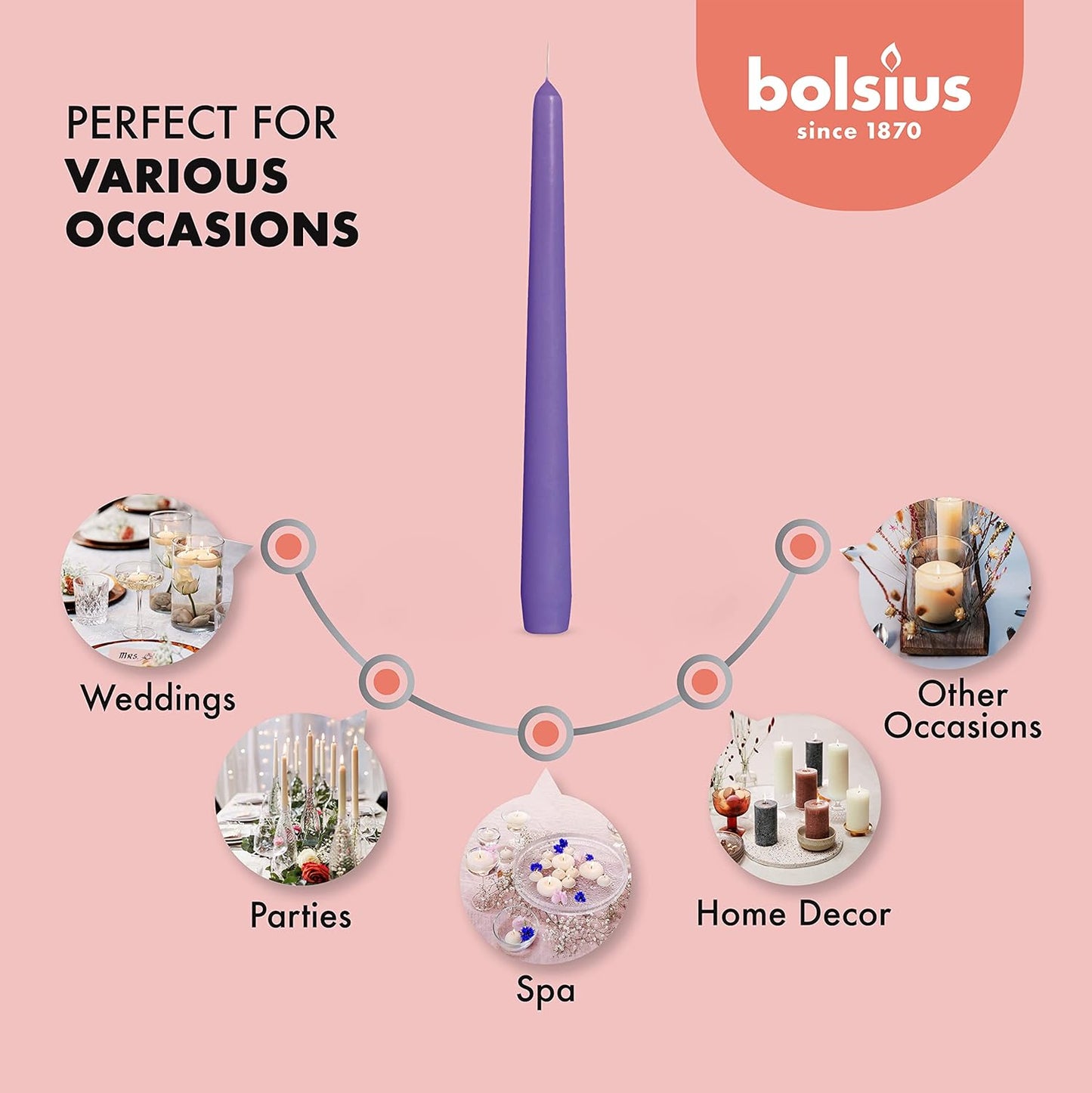 BOLSIUS Ivory Taper Candles - 10 Pack Unscented 10 Inch Dinner Candle Set - 8 Hours Burn Time - Premium European Quality - Smokeless and Dripless Household, Wedding, Party, and Home Décor Candlesticks