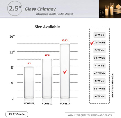 WGVI Hurricane Candle Holder Sleeve, Wide 4", Height 10", Clear Glass Cylinder Candleholder, Chimney Tube, Open Ended Candle Shade, 1 Piece - Colors B