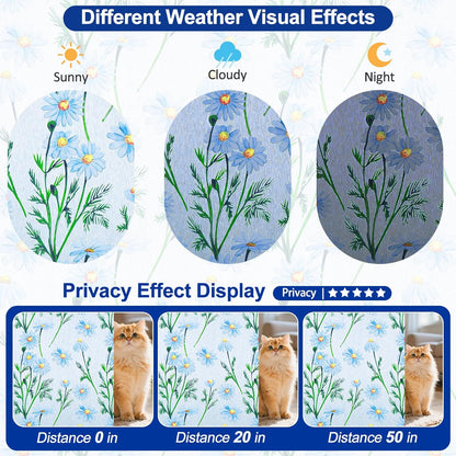 Countewol Window Privacy Film Stain Glass Window Film Rainbow Window Film Window clings Non-Adhesive Reusable Decorative for Room (Leaf Rainbow, 17.5 x 78.7 in)