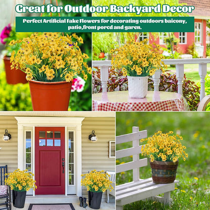 Lnoicy Artificial Greenery Plants Outdoor UV Resistant Fake Plants Boxwood Shrubs Grass,20 Bundles for Farmhouse Home Garden Office Patio Backyard Wedding and Indoor Outdoor Decoration