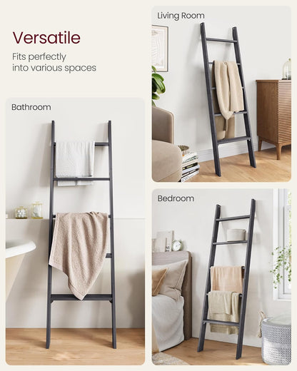 VASAGLE Blanket Ladder Decorative Farmhouse for The Living Room, 5-Tier Ladder Shelf, Ladder Rack for Storage and Decor, Honey Brown ULLS018K41