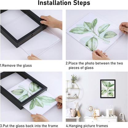 CORE ART 8x10 Floating Picture Frame,Double Plexglass Floating Frame for 5x7,4x6 Pictures,Wall or Tabletop Display,Black