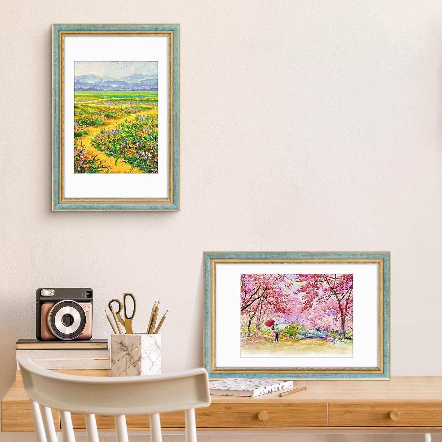 Golden State Art,11x14 Ornate Picture Frame for 8x10 Photo with Mat or 11 x 14 Prints without Mat,Real Glass Wall Display(Color:Green Gold)