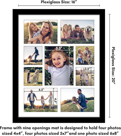 Americanflat 4x6 Collage Picture Frame with Polished Plexiglass - Multi Picture Frames Fit Sixteen 4x6 Photos or Use as One 18x26 Poster Frame for Wall Display - Signature Collection - Black