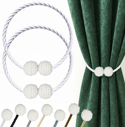 Hion Magnetic Curtain Tiebacks Black 2pcs, Curtain Tiebacks Buckles Holdbacks Holders Hooks Clip for Home Outdoor Bedroom Office Decorative Curtain