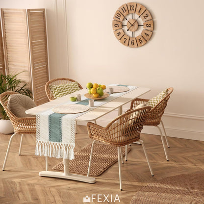 FEXIA Boho Table Runner for Thanksgiving Fall Christmas Home Decor with Tassels 72 Inches Long Pottery barn Furniture Farmhouse Rustic Macrame Burlap Table Decoration for Living Room (12x72 Inches)