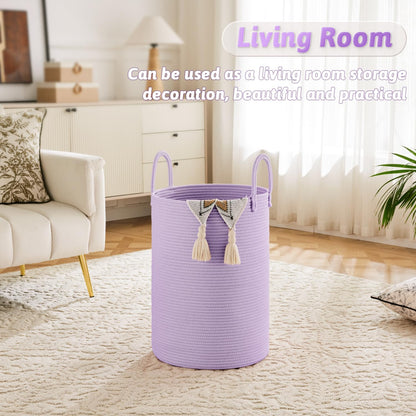 Artfeel Laundry Basket,Woven Cotton Rope Laundry Hamper,60L for Decor Storage of Dirty Clothes,Toys and Blankets in Bathroom,Baby Room and Living Room