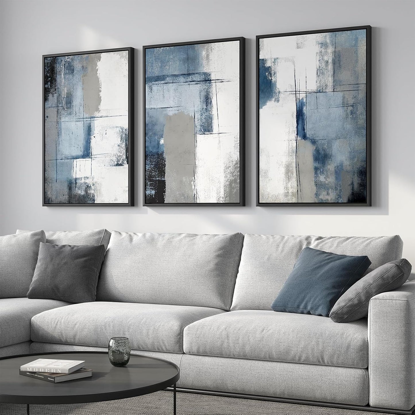 Large Framed Abstract Nature Landscape Wall Art for Living Room, Set of 3 Modern Canvas Prints Paintings Artwork for Walls, Green Lake Pictures for Hallway, Dining Room, Office Wall Decor 24x36 Inch