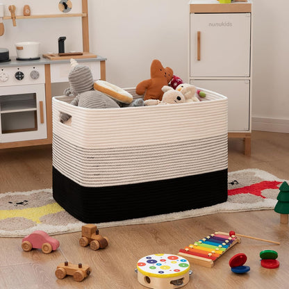 OIAHOMY Large Blanket Basket, 22”x17”x12” Rectangle Woven Baskets, Nursery Blanket Storage Living Room, Toy Storage With Handle, Large Baskets for Organizing-Gradient Yellow