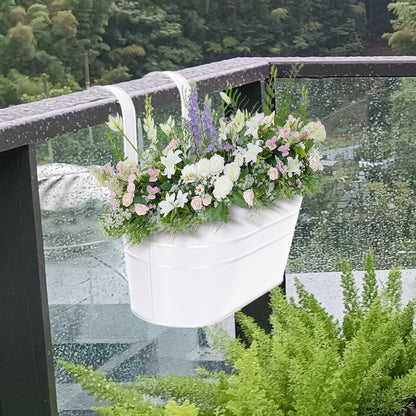 HowRU Metal Iron Flower Pots for Railing Fence Hanging Bucket Pots(5 Pcs) and Hanging Flower Pots Metal Iron Bucket Planter(10 Pcs) (Black)