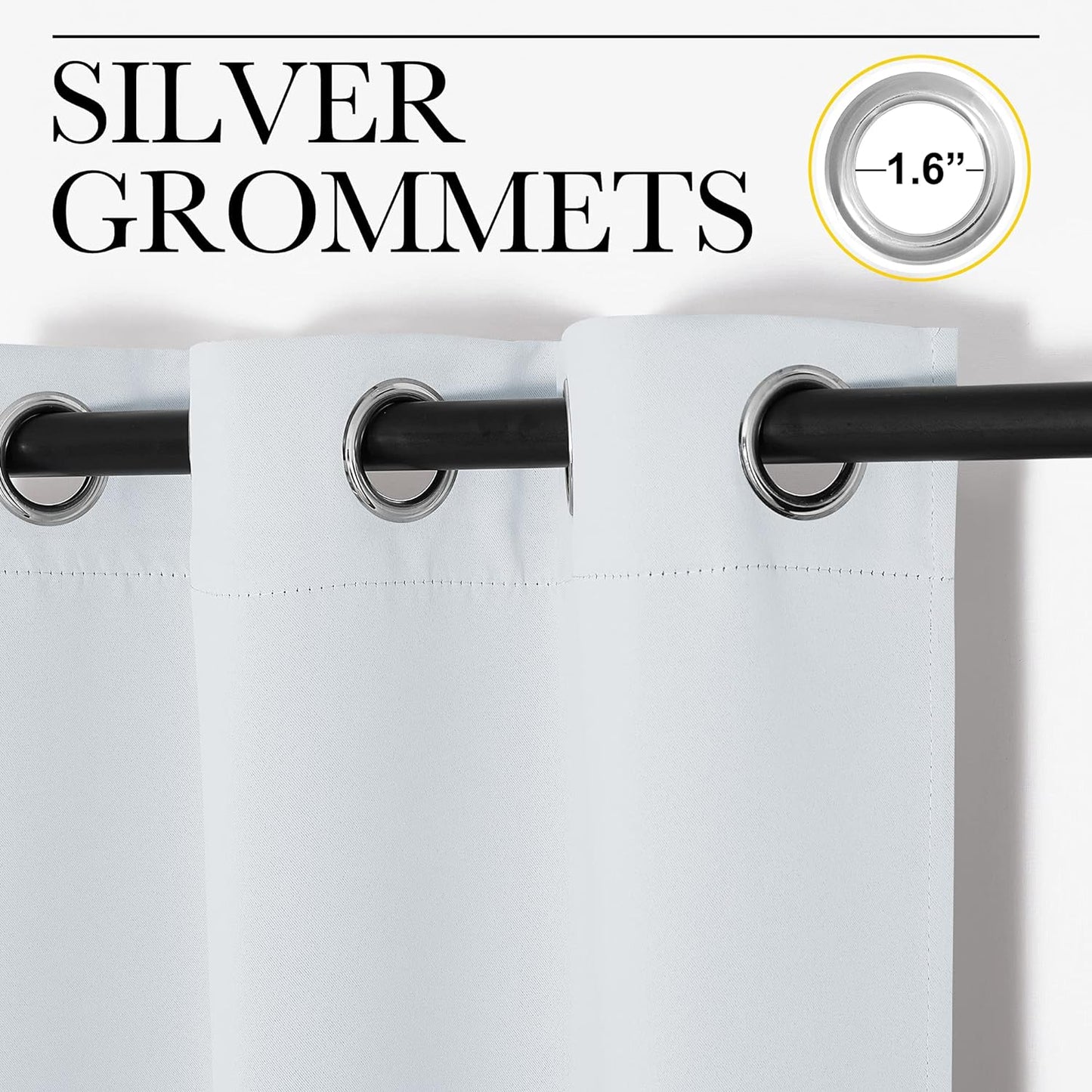 NICETOWN Halloween Pitch Black Solid Thermal Insulated Grommet Blackout Curtains/Drapes for Bedroom Window (2 Panels, 42 inches Wide by 63 inches Long, Black) - Colors A