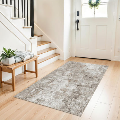 2x3 Washable Non-Slip Area Rug - Soft Low Pile Throw Rug for Kitchen Entryway Bedroom - Modern Indoor Door Mat with Rubber Backing (Beige Grey) - Colors B