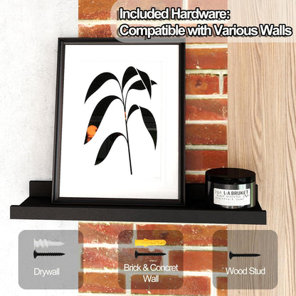 White Floating Shelves for Wall Decor, Wall Mounted Wood Storage Shelf for Bedroom, Living Room, Bathroom, Kitchen, Nursery, Display Picture Ledge Shelf with Lip Set of 2-14 Inches, White