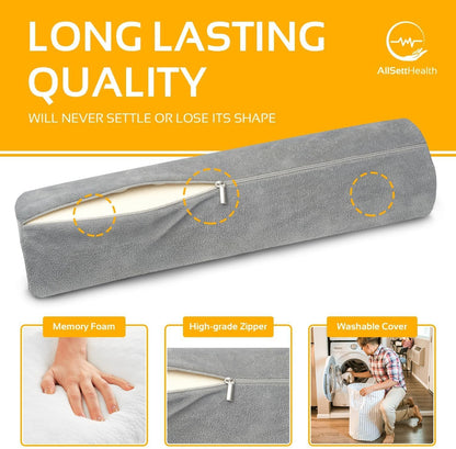 AllSett Health Round Cervical Roll Cylinder Bolster Pillow with Removable Washable Cover, Ergonomically Designed for Head, Neck, Back, and Legs || Ideal for Spine and Neck Support, Navy