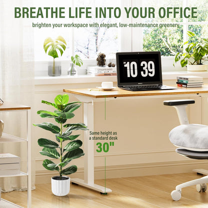 Suntee 2 Pack Artificial Fiddle Leaf Fig Tree, 30" Ficus Lyrata Fake Plants with Pots, Floor Plant Outdoor Faux Plants for Living Room, Corner, Office, Patio, Windowsill Decor