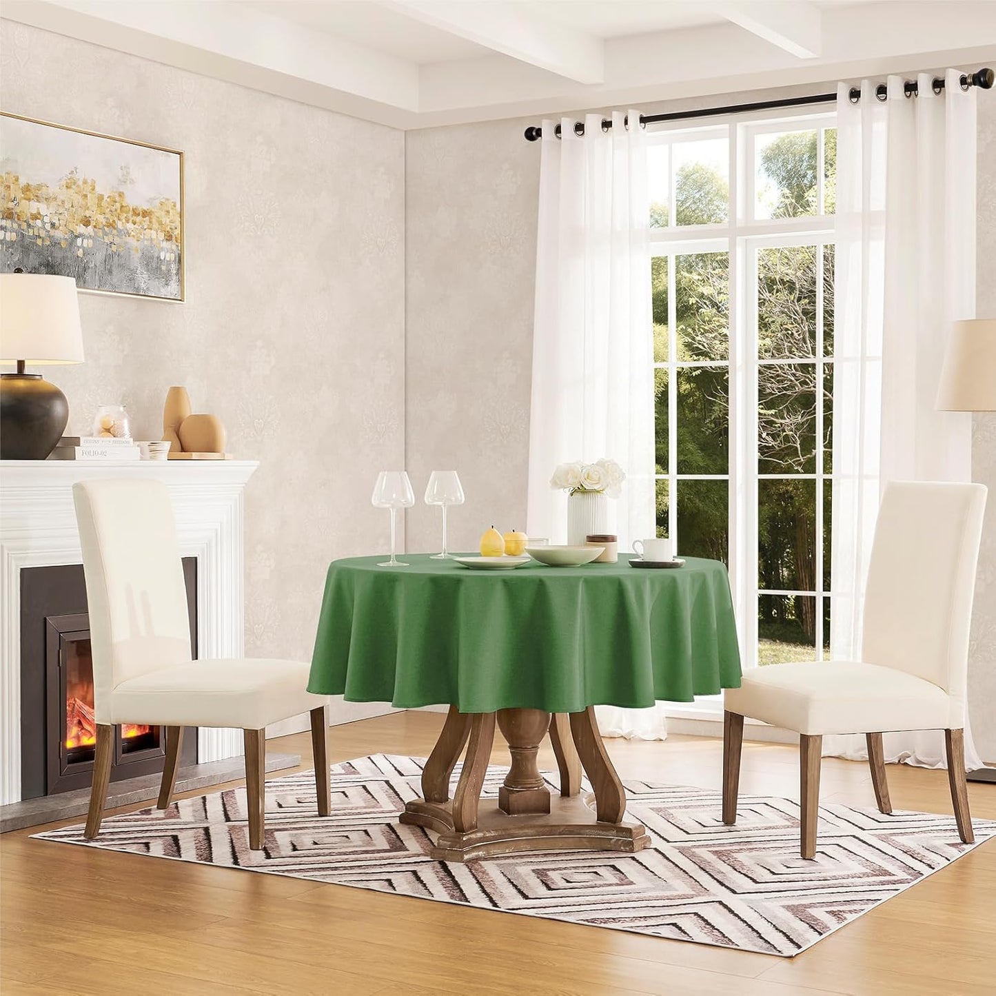 Veblandy Rectangle Tablecloth Waterproof Linen Textured Table Cloth Stain and Wrinkle Resistant Washable, Decorative Fabric Table Cover for Dining, Party and Camping (Sage Green, 52 * 70)