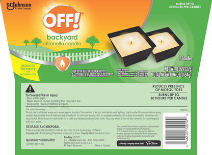 OFF! Backyard Citronella Scented Candle, Ambiance Enhancing Centerpiece, Burns for up to 25 Hours, 8 oz (Pack of 2)