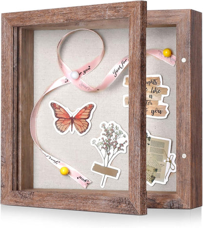 Califortree 8x10 Shadow Box Frame with Linen Back - Sturdy Rustic Memory Display Case of Flower, Pictures, Medals and More, White