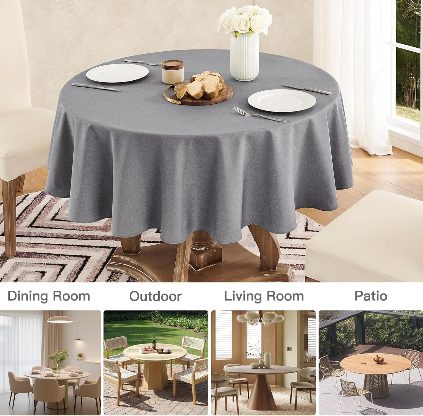 Veblandy Rectangle Tablecloth Waterproof Linen Textured Table Cloth Stain and Wrinkle Resistant Washable, Decorative Fabric Table Cover for Dining, Party and Camping (Sage Green, 52 * 70)