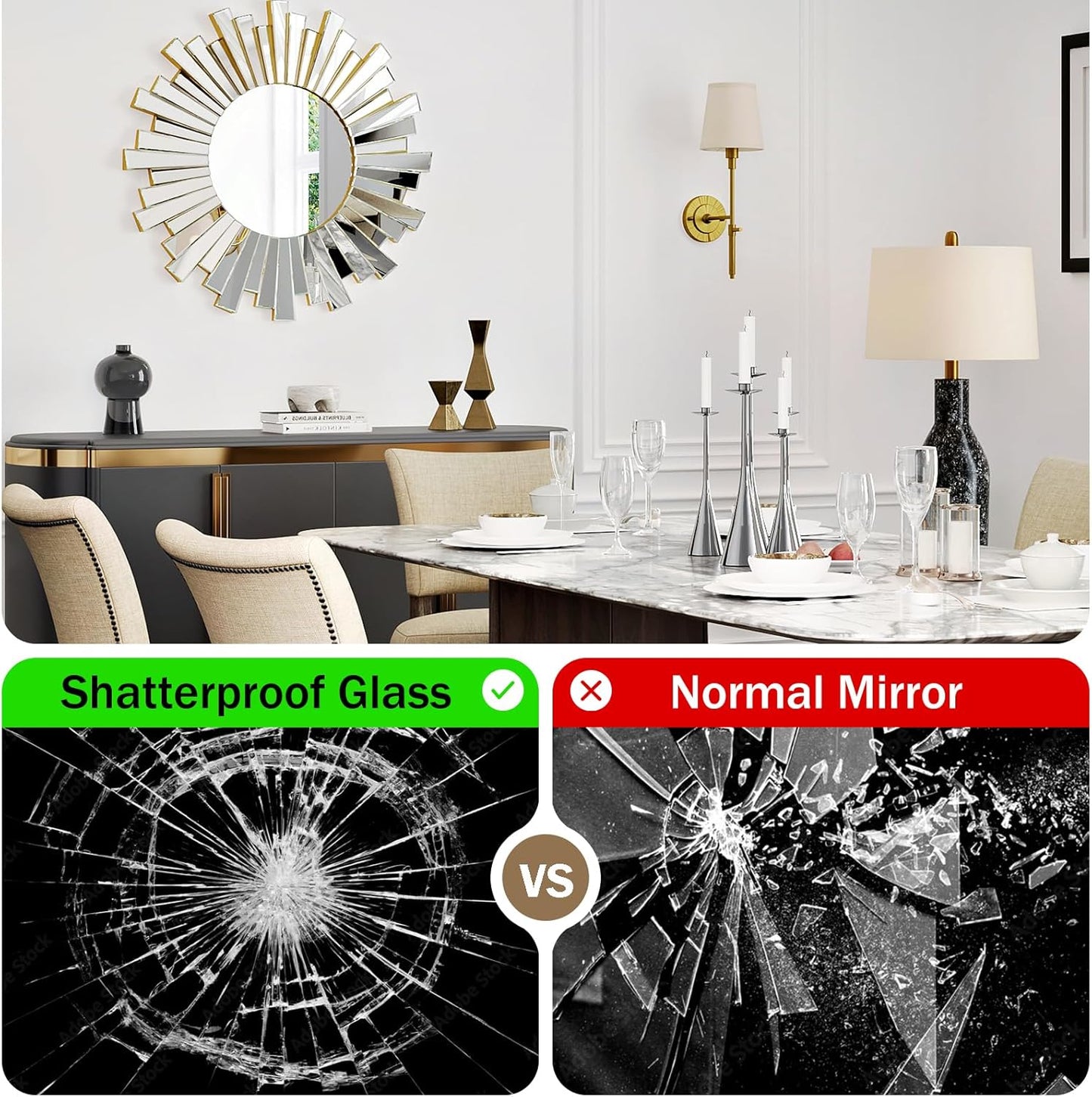 Gold Sunburst Mirror, 26" Sun Mirror Wall Decor with Beveled Glass Frame, Starburst Mirrors for Entryway, Dining Room, Living Room